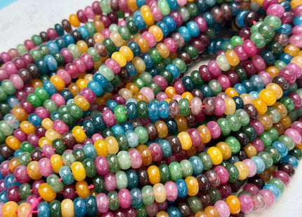 4x6mm Smooth Rondelle Shape Tourmaline Color Dyed Jade Beads 15.5 Inches Strand #4901