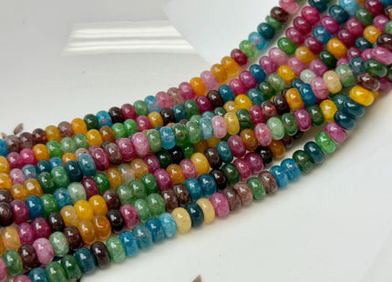 4x6mm Smooth Rondelle Shape Tourmaline Color Dyed Jade Beads 15.5 Inches Strand #4901
