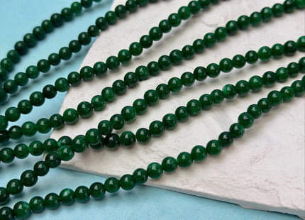 6mm 8mm 10mm Smooth Round Shape Green Color Dyed Jade Beads 15 Inches Strand #4902
