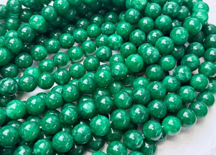 6mm 8mm 10mm Smooth Round Shape Green Color Dyed Jade Beads 15 Inches Strand #4902