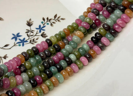 5x8mm Smooth Rondelle Shape Tourmaline Color Dyed Jade Beads 15 Inches Strand #4903