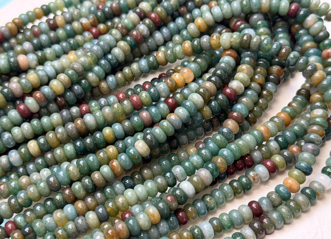 4x6mm Smooth Rondelle Shape Indian Jade Beads 15.5 Inches Strand #4904