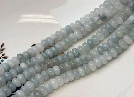 5x8mm Smooth Rondelle Shape Ice Blue Color Dyed Jade Beads 15 Inches Strand #4905