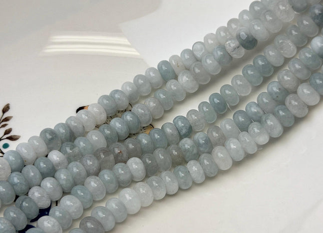 5x8mm Smooth Rondelle Shape Ice Blue Color Dyed Jade Beads 15 Inches Strand #4905
