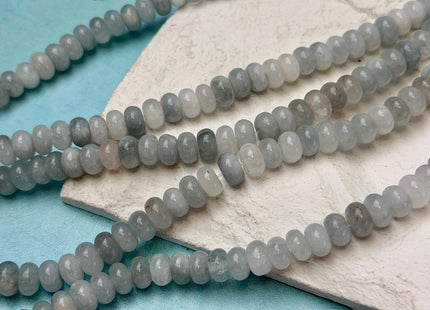 5x8mm Smooth Rondelle Shape Ice Blue Color Dyed Jade Beads 15 Inches Strand #4905
