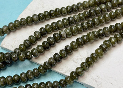 5x8mm Smooth Rondelle Shape Green Apatite Color Dyed Jade Beads 14.5 Inches Strand #4906