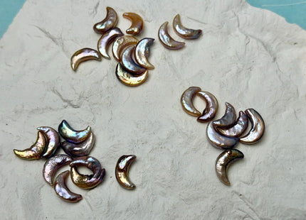 10-11x16-18mm AAA Natural Mauve Pink Crescent Moon Coin Freshwater Pearls Half Drilled High Luster Unique Cultured Pearl Beads #P3745