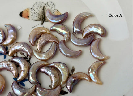 10-11x16-18mm AAA Natural Mauve Pink Crescent Moon Coin Freshwater Pearls Half Drilled High Luster Unique Cultured Pearl Beads #P3745