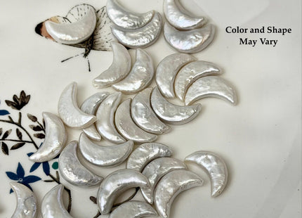 9-10x16-17 mm AAA Natural White Crescent Moon Coin Freshwater Pearls Half Drilled High Luster Unique Cultured Pearl Beads #P3746