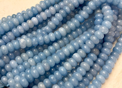 5x8mm Smooth Rondelle Shape Aquamarine Color Dyed Jade Beads 15 Inches Strand #4907