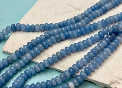 5x8mm Smooth Rondelle Shape Aquamarine Color Dyed Jade Beads 15 Inches Strand #4907