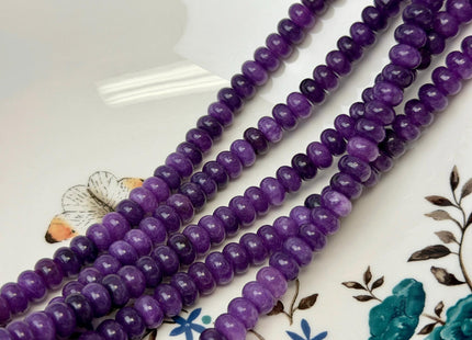5x8mm Smooth Rondelle Shape Purple Color Dyed Jade Beads 15 Inches Strand #4908