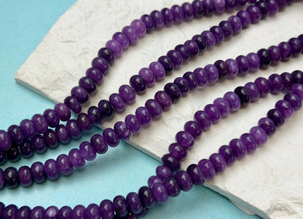 5x8mm Smooth Rondelle Shape Purple Color Dyed Jade Beads 15 Inches Strand #4908