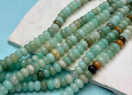 5x8mm Smooth Rondelle Shape Amazonite Color Dyed Jade Beads 14.5 Inches Strand #4909