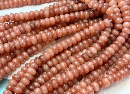5x8mm Smooth Rondelle Shape Sunstone Color Dyed Jade Beads 14.5 Inches Strand #4910