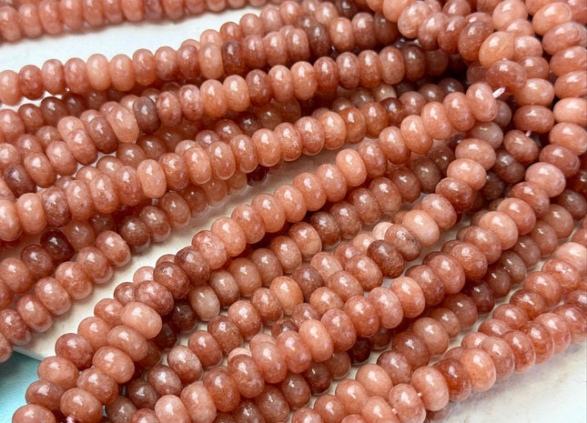 5x8mm Smooth Rondelle Shape Sunstone Color Dyed Jade Beads 14.5 Inches Strand #4910