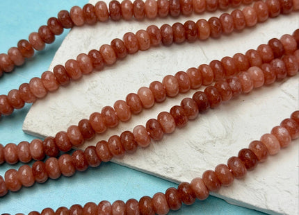 5x8mm Smooth Rondelle Shape Sunstone Color Dyed Jade Beads 14.5 Inches Strand #4910