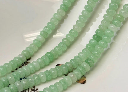 5x8mm Smooth Rondelle Shape Lime Green Color Dyed Jade Beads 15 Inches Strand #4912