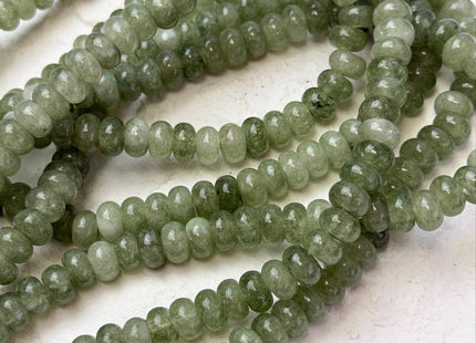 5x8mm Large 2.0mm Hole Smooth Rondelle Shape Jade Green Color Dyed Jade Beads 15 Inches Strand #4913