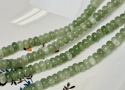 5x8mm Large 2.0mm Hole Smooth Rondelle Shape Jade Green Color Dyed Jade Beads 15 Inches Strand #4913