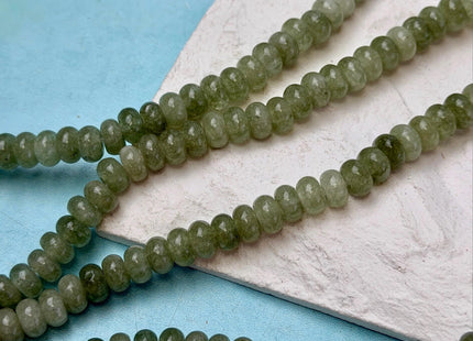 5x8mm Large 2.0mm Hole Smooth Rondelle Shape Jade Green Color Dyed Jade Beads 15 Inches Strand #4913