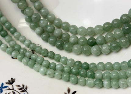 6mm 8mm 10mm Smooth Round Shape Green Color Dyed Jade Beads 15 Inches Strand #4914
