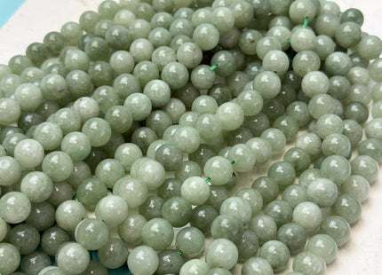 6mm 8mm 10mm Smooth Round Shape Green Color Dyed Jade Beads 15 Inches Strand #4914