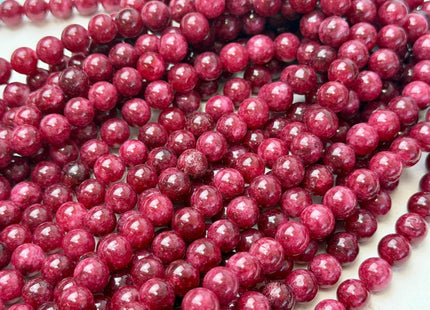 6mm 8mm 10mm Smooth Round Shape Red Color Dyed Jade Beads 15 Inches Strand #4915