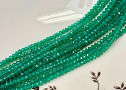 3x4mm AAA Faceted Rondelle Green Onyx Gemstone Loose Beads #4916