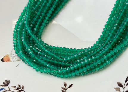 3x4mm AAA Faceted Rondelle Green Onyx Gemstone Loose Beads #4916