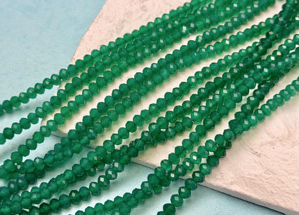 3x4mm AAA Faceted Rondelle Green Onyx Gemstone Loose Beads #4916