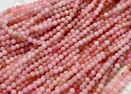 2 mm 3 mm Tiny Natural Pink Opal Gemstone Beads Round Shape 15.5 Inches Stand #4917