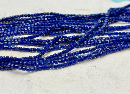 2 mm Micro Faceted Cube Dice Square Shape Lapis Gemstone Beads 15.5 Inches #4919