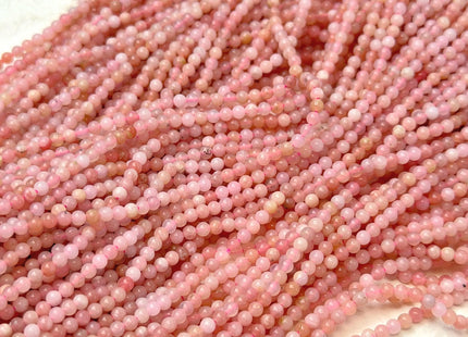 2 mm 3 mm Tiny Natural Pink Opal Gemstone Beads Round Shape 15.5 Inches Stand #4917