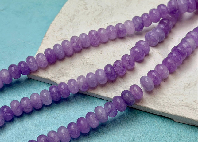 5x8mm Smooth Rondelle Shape Purple Color Dyed Jade Beads 14.5 Inches Strand #4920