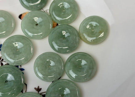 One Piece 22-26 mm Smooth Round Donut Ring Shape Natural Burmese Green Jade Pendant Beads #4922