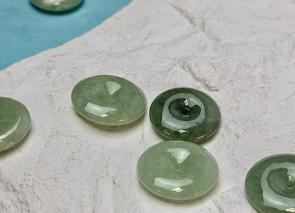 One Piece 22-26 mm Smooth Round Donut Ring Shape Natural Burmese Green Jade Pendant Beads #4922