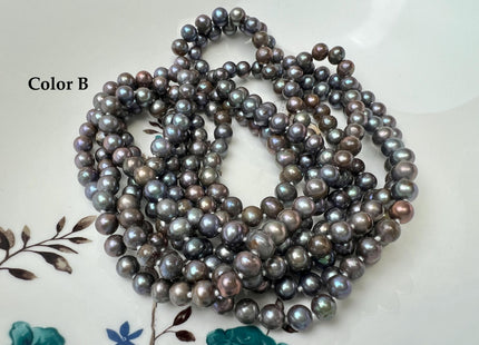 72 Inches Hand Knotted 7mm Potato Peacock Color Freshwater Pearl Necklaces Long Pearl Necklace #P3751