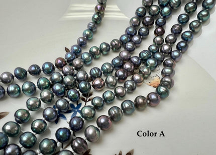 72 Inches Hand Knotted 7mm Potato Peacock Color Freshwater Pearl Necklaces Long Pearl Necklace #P3751