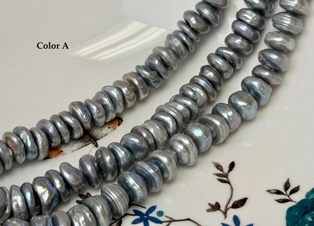 11-12 mm AAA Very Rare Gray Color Keshi Freshwater Pearl Beads Center Drilled Cornflake Chip Pearls #P3750
