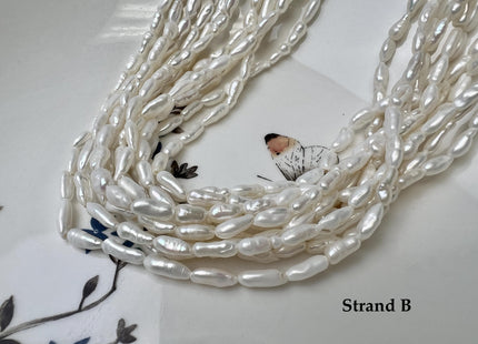 4-5x8-10 mm AA Natural White Long Keshi Nugget Freshwater Pearl Beads #P3753