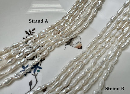 4-5x8-10 mm AA Natural White Long Keshi Nugget Freshwater Pearl Beads #P3753