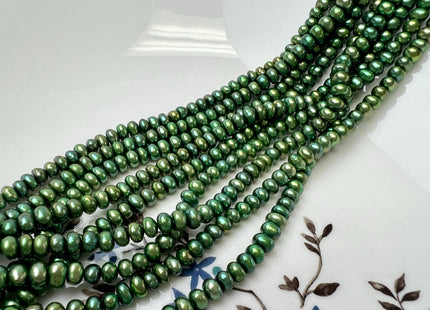 5 mm AAA Olive Green Round Button High Luster Freshwater Pearl Beads #P3754