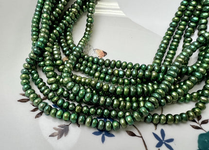 5 mm AAA Olive Green Round Button High Luster Freshwater Pearl Beads #P3754