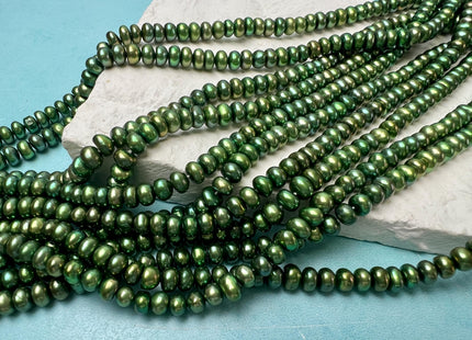 5 mm AAA Olive Green Round Button High Luster Freshwater Pearl Beads #P3754