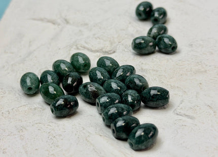 Two Pieces 7.5x10 mm Natural Color Large Hole Smooth Barrel Shape Burmese Jade Beads 1.5mm Hole #4924