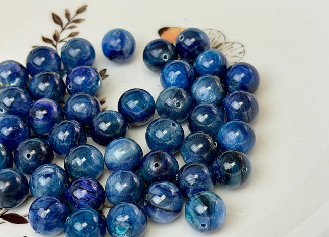 8mm 10mm AAA High Quality Smooth Round Blue Kyanite Gemstone Beads 15.5 Inches #4925