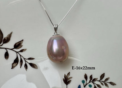 One-Of-A-Kind Rare Natural White Pink Baroque/Edison Pearl With .925 Sterling Silver/Gold Pendant #PD0018