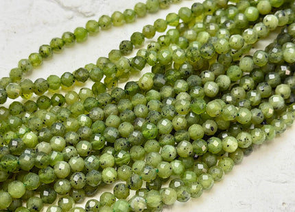 2mm 3mm 4mm Faceted Round Natural Green Jade Gemstone Beads 15.5 Inches Strand #4928