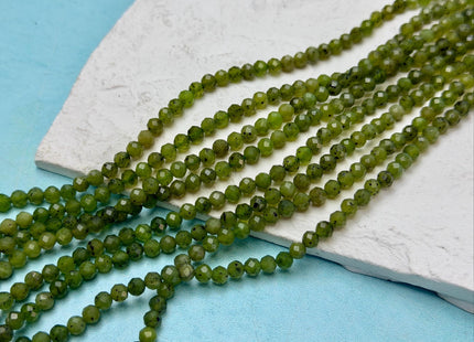 2mm 3mm 4mm Faceted Round Natural Green Jade Gemstone Beads 15.5 Inches Strand #4928